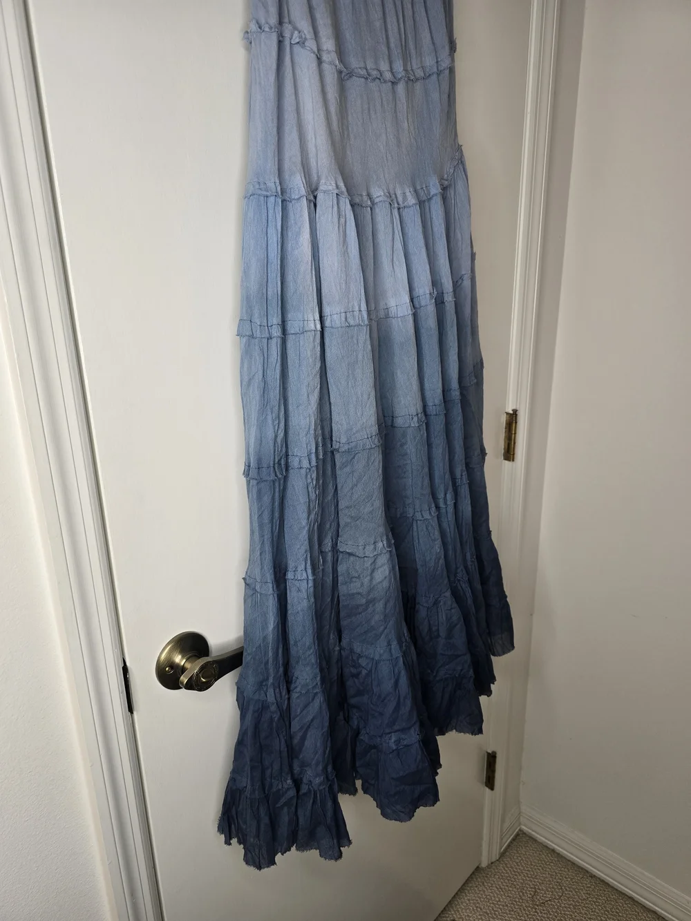 Planet Gold Blue Ombre Tiered Maxi Skirt
